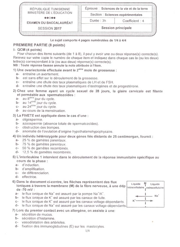 Tunisie -Bac 2017: Épreuves des matières principales relatives aux 