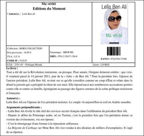 le livre ma verite de leila ben ali le livre ma verite de leila ben ali